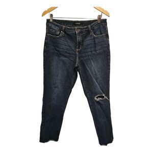 Energie Boyfriend Jeans Size 11 Dark Wash Destroyed‎ Raw Hem